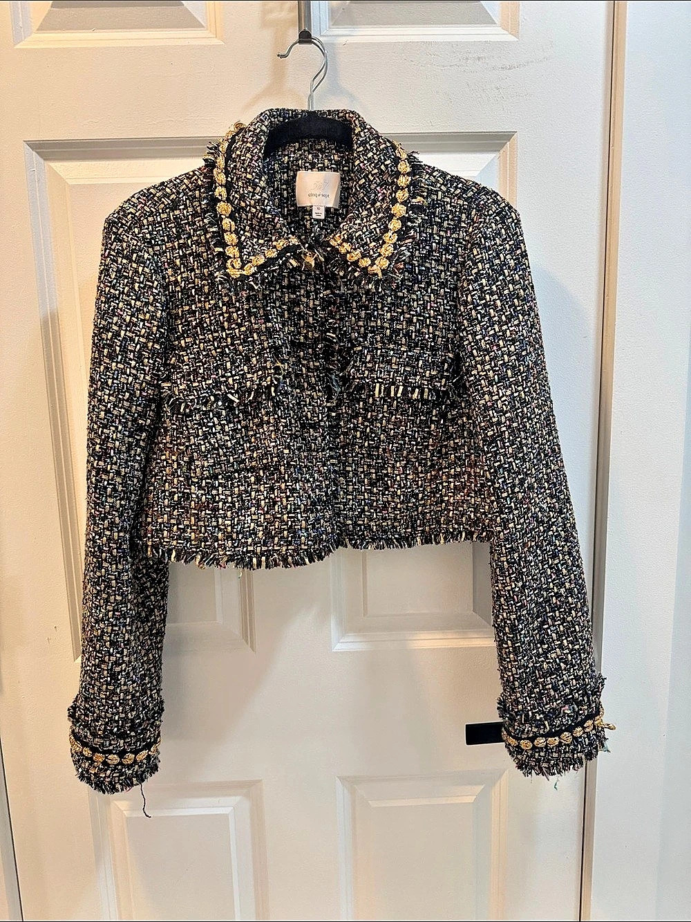 Cinq à Sept Christie Tweed Jacket Black & Gold Size 10